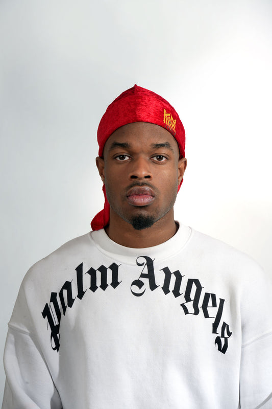 Kingnosa Crown Durag red velvet for waves and braids