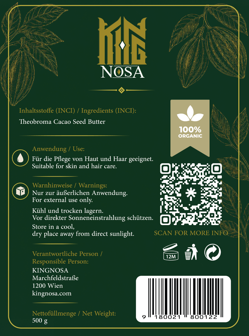 KINGNOSA Raw Cocoa Butter | Natural Hair & Skin Moisturiser